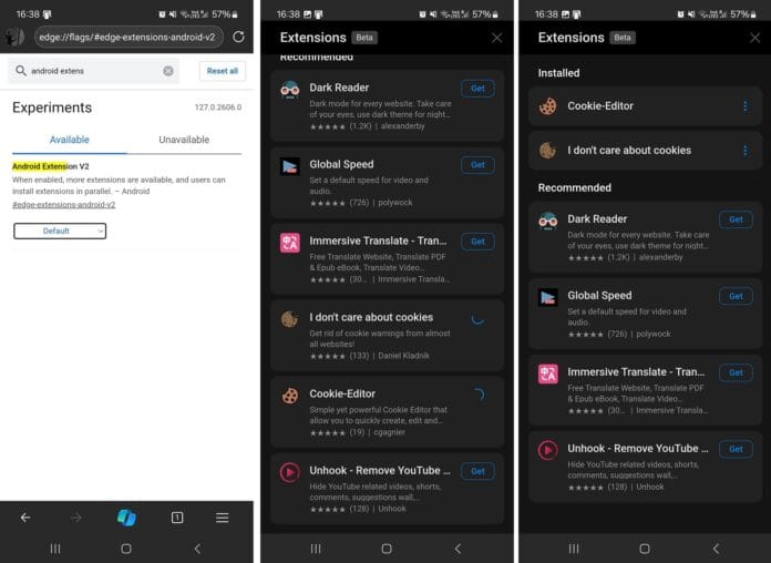 Microsoft Edge no Android: Teste da "Extension v2" com maioria extensões de desktop