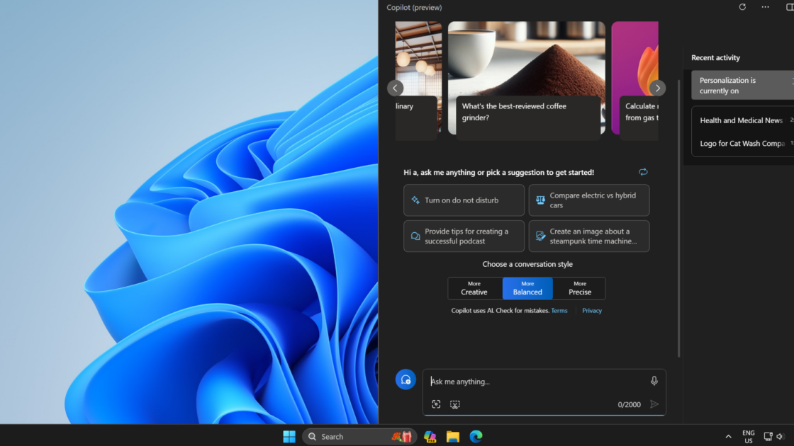 Microsoft sugere Copilot em tela cheia para Windows 11