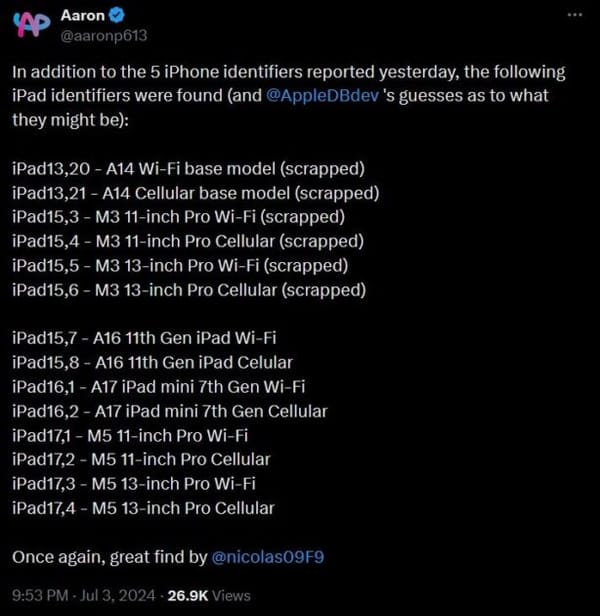 Apple revela acidentalmente novos modelos de iPad