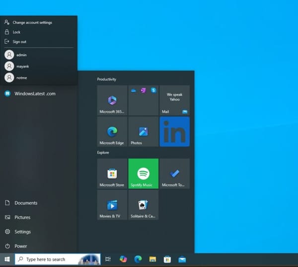 Mudanças no Menu Iniciar do Windows 10 para Integrar Microsoft 365
