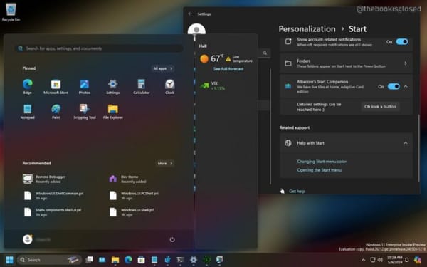 O Menu Iniciar do Windows 11 ganha um painel flutuante Companions inspirado no Live Tiles