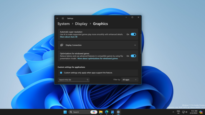 Windows 11 24H2 testa recurso de Super Resolução AI para melhorar a experiência de jogo