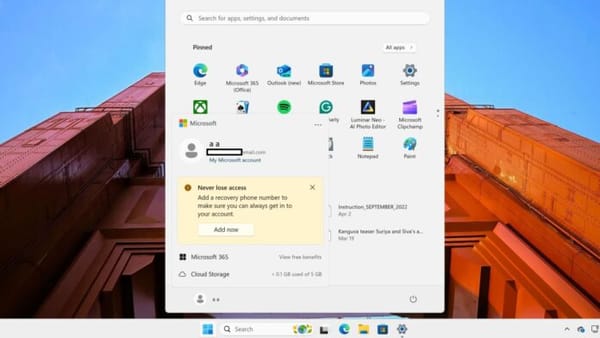 Windows 11: Atualização beta KB5036985 traz novo gerenciador de contas da Microsoft para o menu Iniciar
